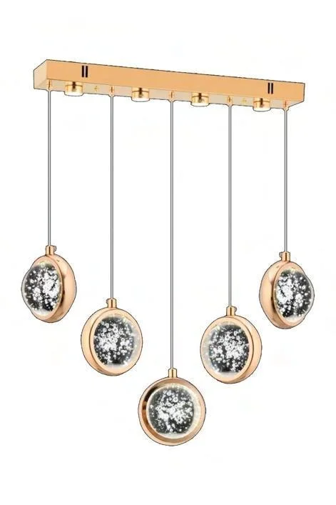 Dünya Yemek Masası Gold Ledli Modern Lüx Avize