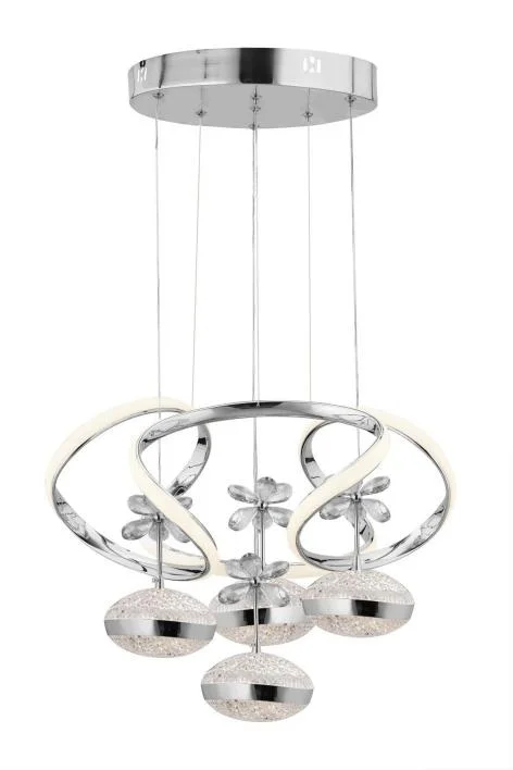 Lina Gümüş 3 Renk Ledli Modern Lüx Salon Avizesi