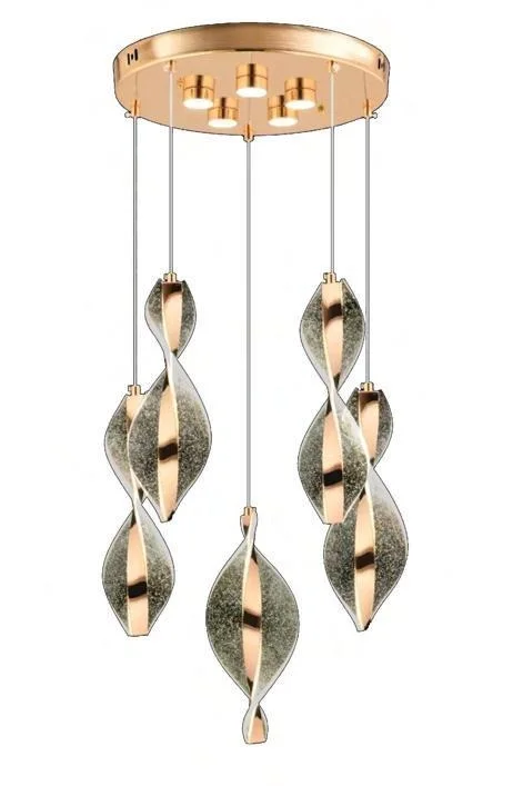 Mars 5’li Gold Ledli Modern Lüx Avize