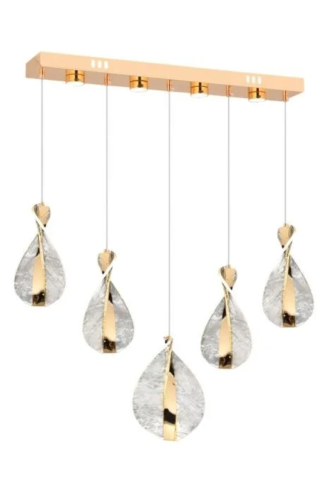 Neptün 5’li Sıralı Gold Ledli Modern Lüx Avize