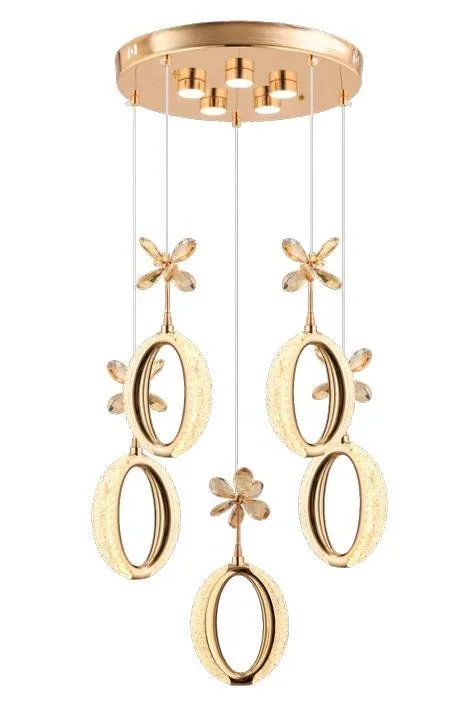 Zeus 5’li Gold Ledli Modern Lüx Avize